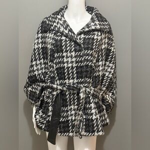 Apt 9 Black and White Tweed Poncho Coat Size S